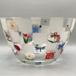 Lenox Crystal Hand painted Natures Splendor Crystal Floral & Dragonfly Bowl